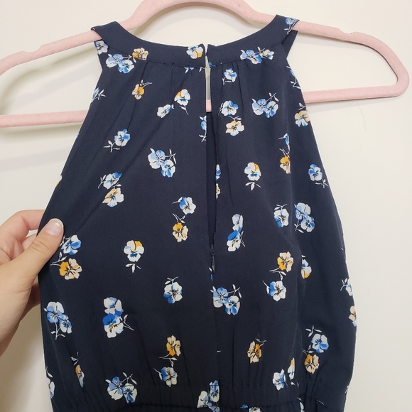 Ann taylor floral sleeveless jumpsuit navy nwt 00p - Picture 7 of 9